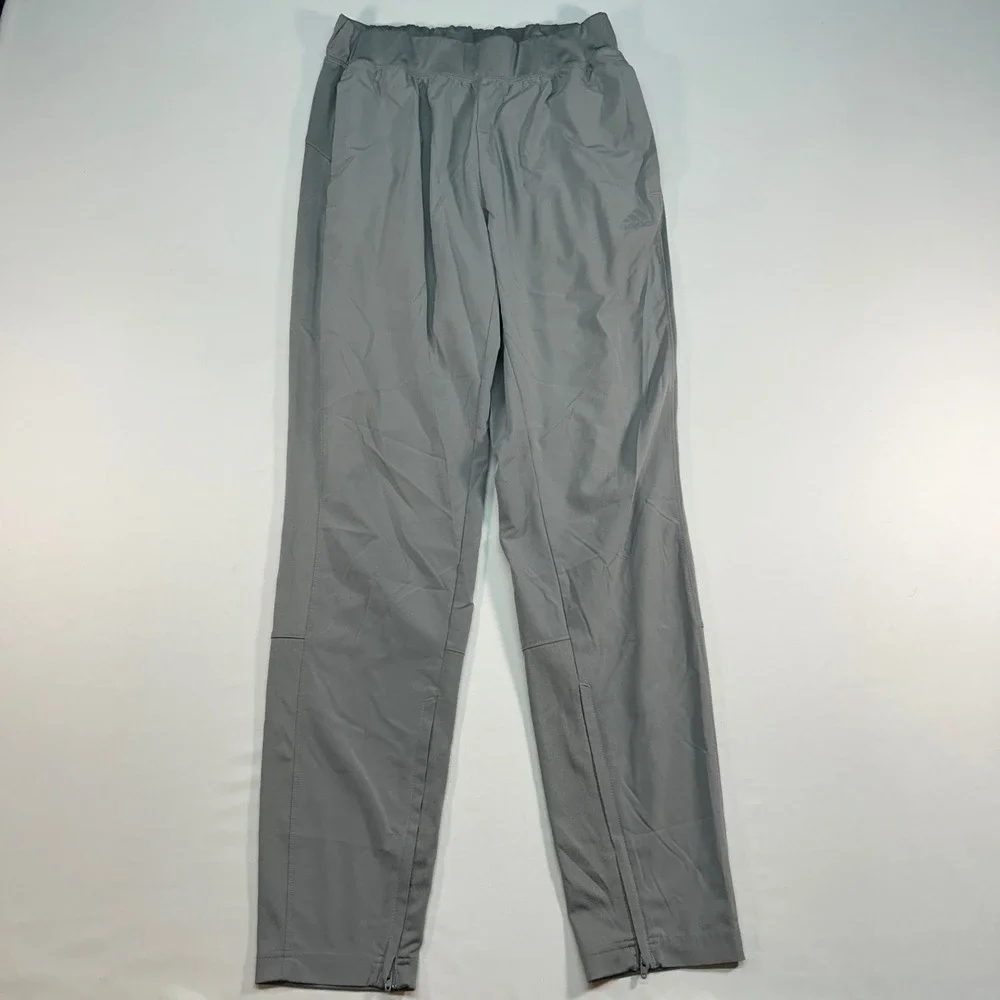 Adidas Mens Grey Athletic Training Pants Ankle Zip BR3393 Size M
